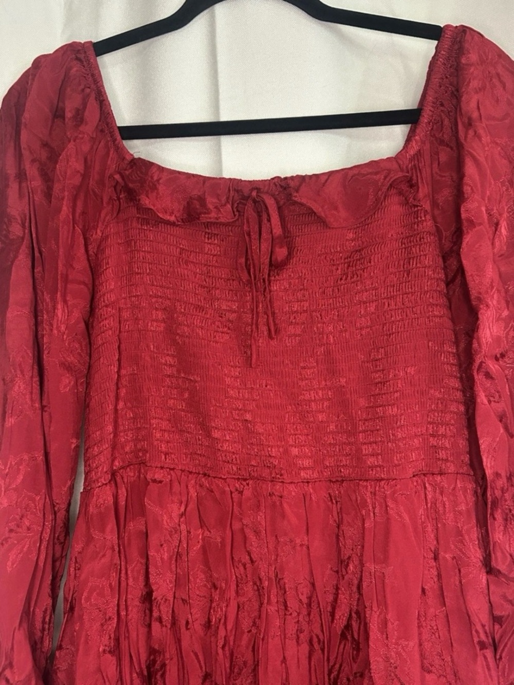 Milkmaid Midi Red Printed Dress Vampire Festival Renaissance  Pockets & Slit Y2K